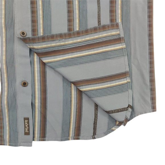 Tommy Bahama Island Soft Shirt Mens Medium Gray Button Up Striped 100% Cotton - Picture 5 of 9